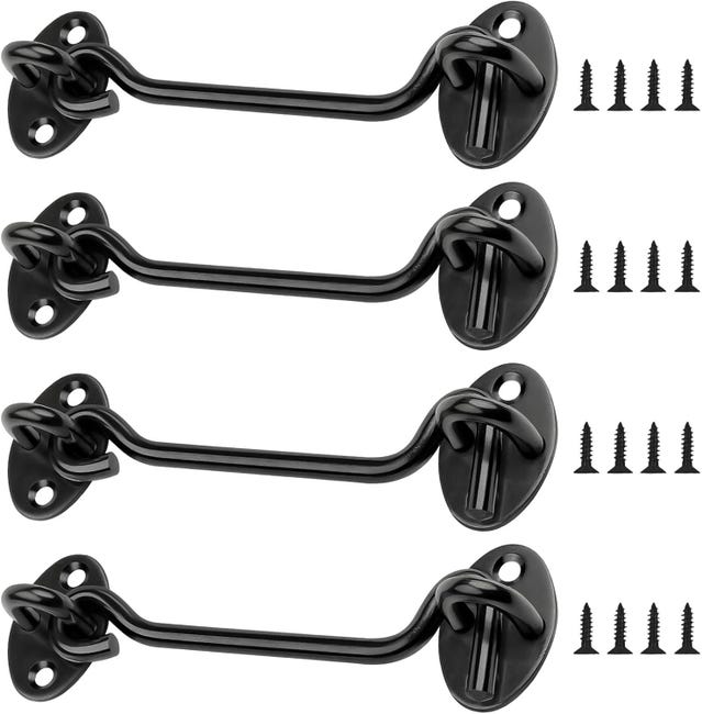 (black)verrou Porte Coulissante 4 Pièces, Crochet Cabin 4 Inch, Acier Inoxydable Porte Loquet, Crochet Fermeture Porte Pour Serrures Porte De Grange