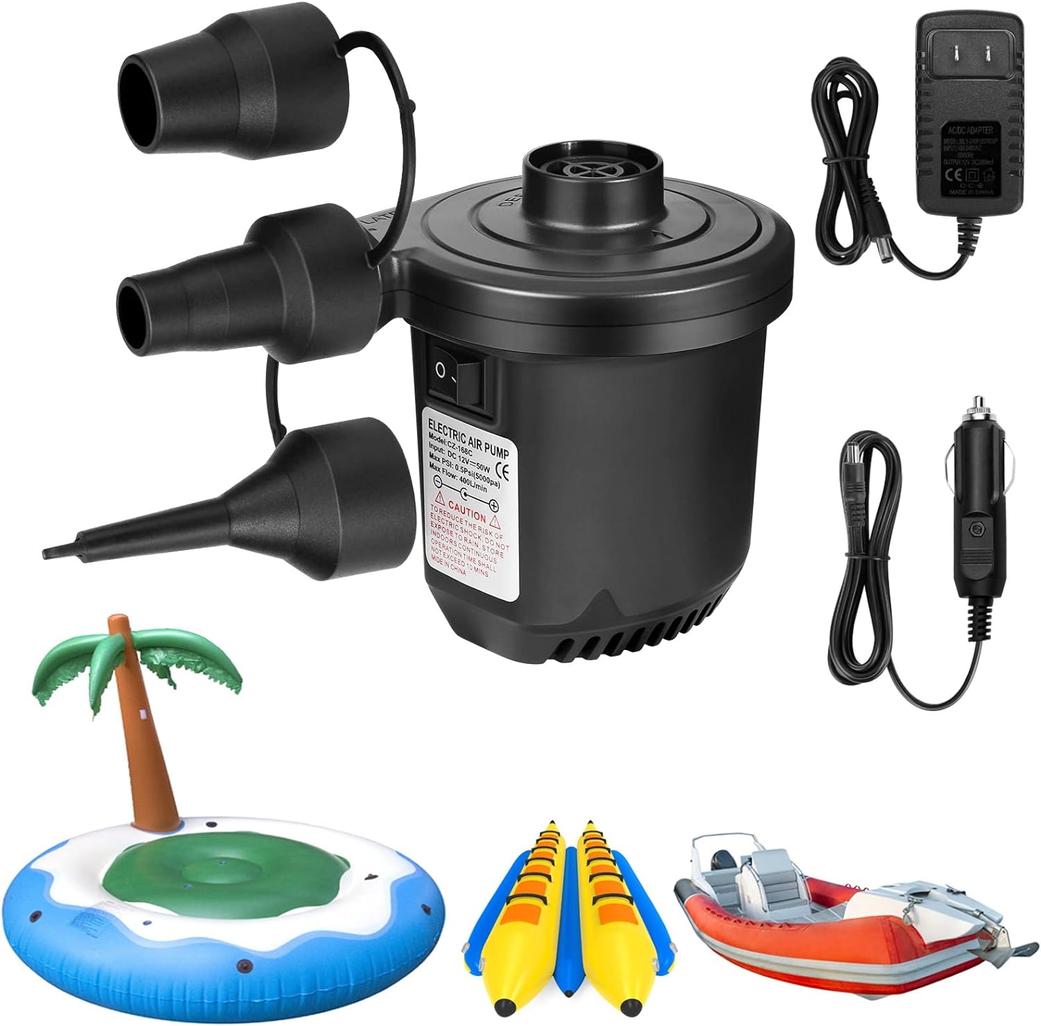 Pompe À Air Électrique Portable 2 En 1 Avec Batterie, Gonfleur Et Dégonfleur De Sacs Sous Vide, 4 Embouts Inclus, Idéale Pour Matelas Pneumatiques Et Jouets De Piscine (blanche).
