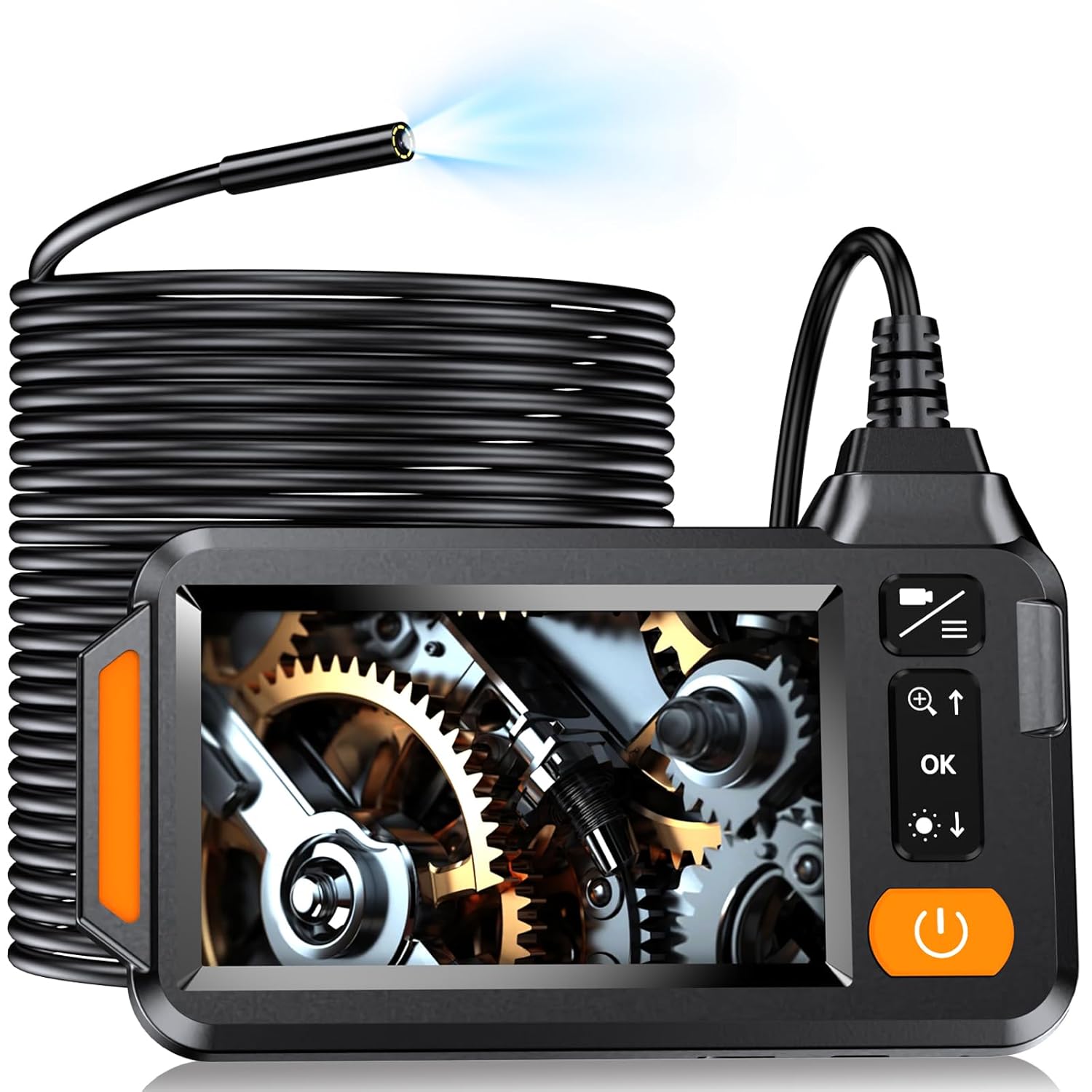 Caméra Endoscope Avec Lumière, Endoscope 1080p Hd 4,3" Écran Ips, Caméra Serpent Étanche Ip67, Pour L’inspection Automobile, Tuyau, Mur