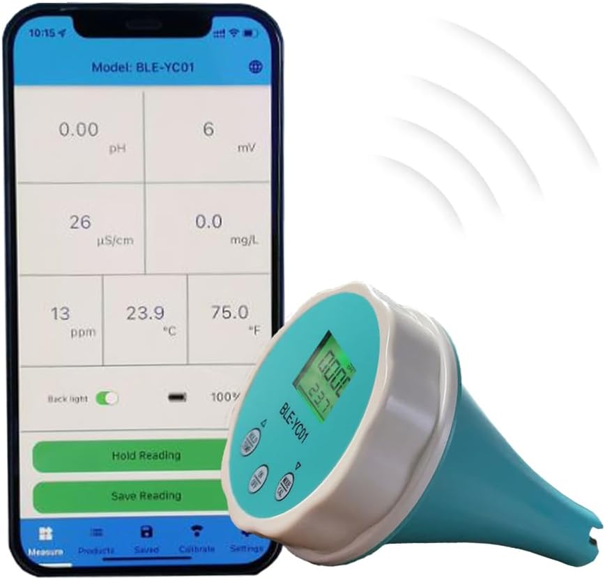 Moniteur De Piscine Bluetooth 6 En 1, Chlore De Température Numérique, Température Ph Cl Ec Tds Orp Pour Piscine, Aquarium