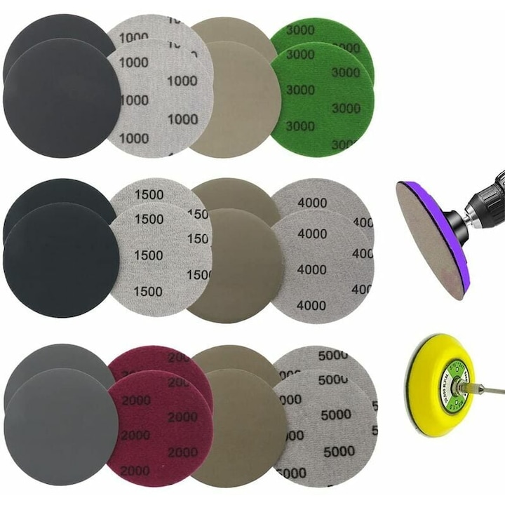 24 Db Csiszolókorong Készlet, Qttvbtna, 75 Mm, 6 Tailles, Tépőzáras, Többszínű