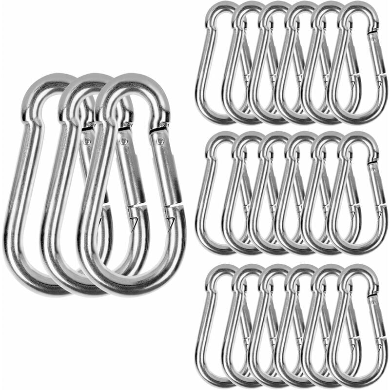 Choyclit Mousqueton,m6 Mousqueton Inox, 20 Pcs Mousqueton De Fixation Pour Charges Lourdes - Mousqueton En Acier Inoxydable Capacité De Charge De 120 Kg/260 Lb,60mm X Φ6 Mm