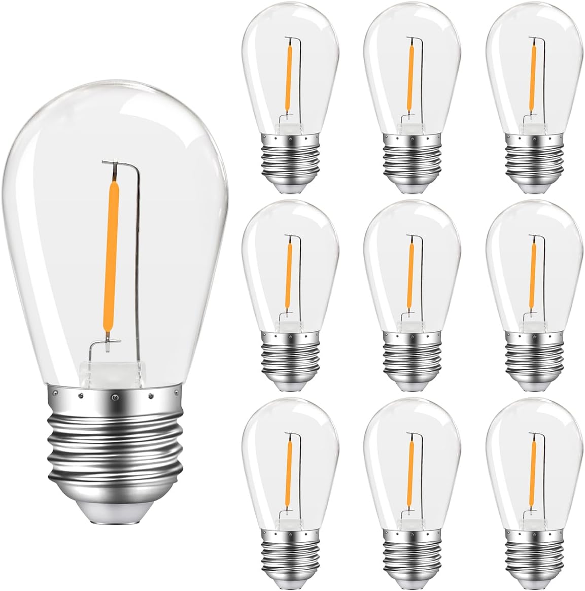 Ampoule Led S14 1w E27, Style Edison Vintage, À Filament, 1w, Blanc Chaud 2700k, Idéale Pour Les Fêtes Et Noël, En Plastique, Lot De 10.