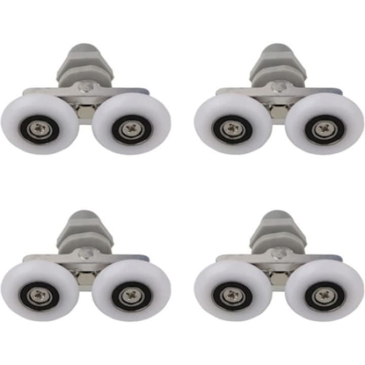 Jeu De 4 Roulettes Pour Cabine De Douche, Abs/aluminium, 23 Mm, Blanc/gris