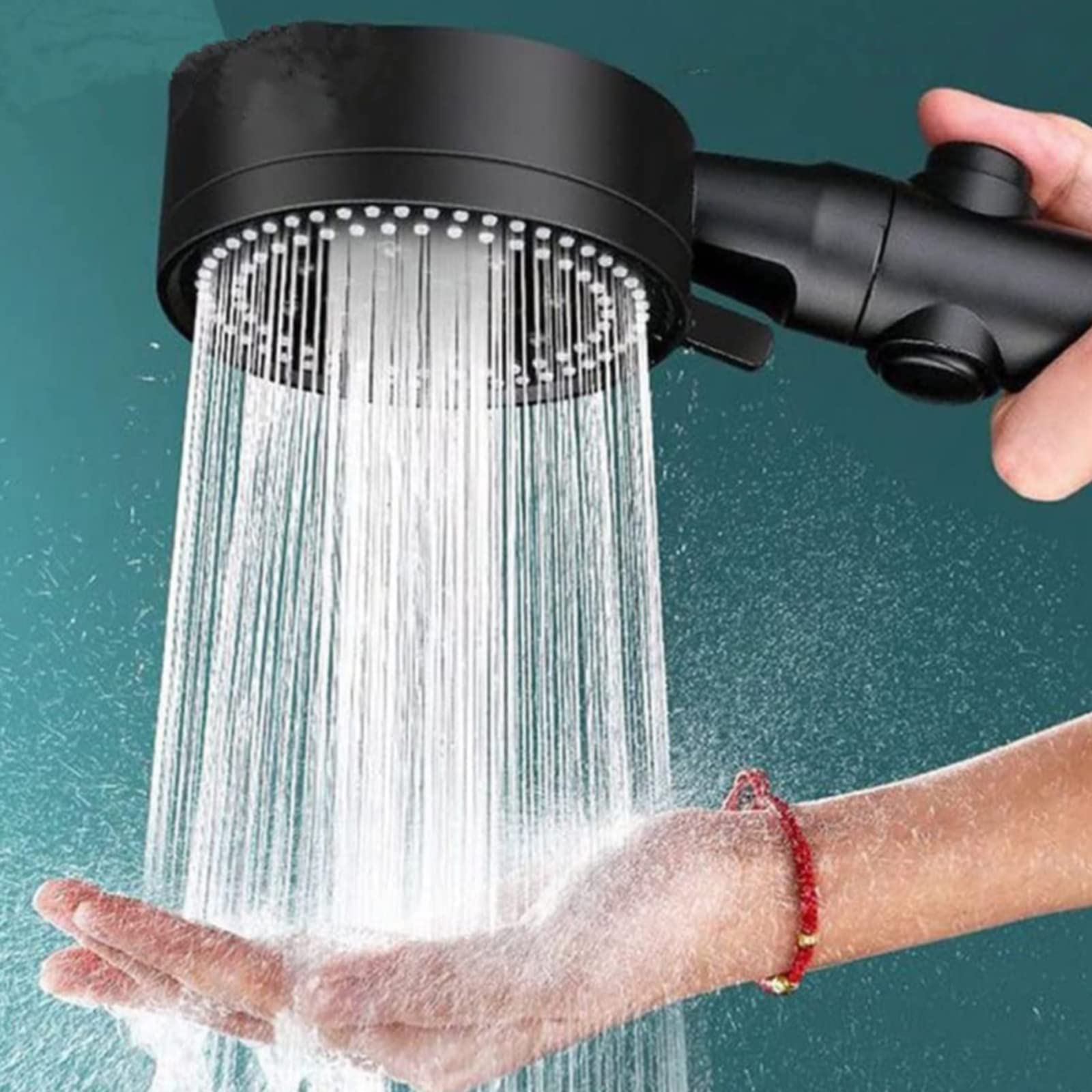 Water Saving High-pressure Shower Head, 6-speed Adjustable Bathroom Shower Head, Anti Limestone Shower Head With Stopper, Easy To Install (black-a)