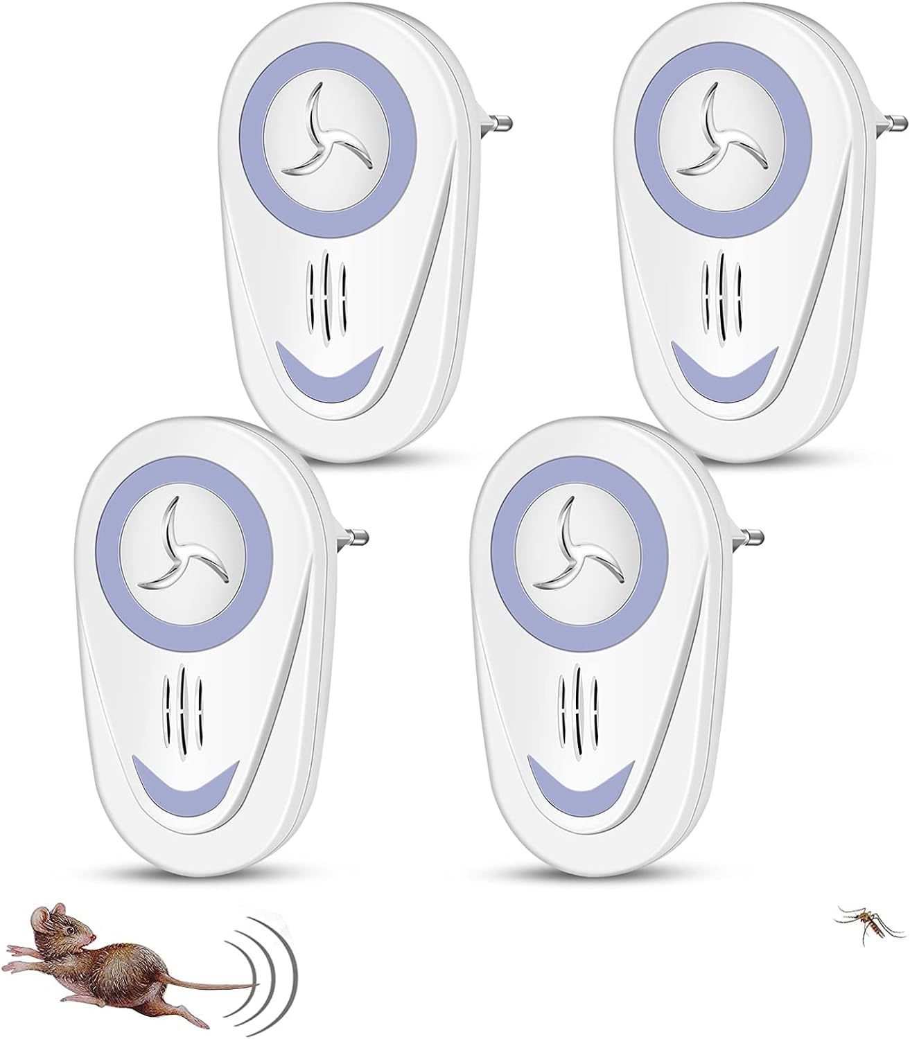 Répulsif Ultrasonique De Moustiques, 4 Paquets De Répulsif Ultrasonique De Moustiques, Répulsif Ultrasonique De Ratones Et De Rats, Répulsif De Ratones Pour Intérieurs, Anti-roedores, Insectes, M