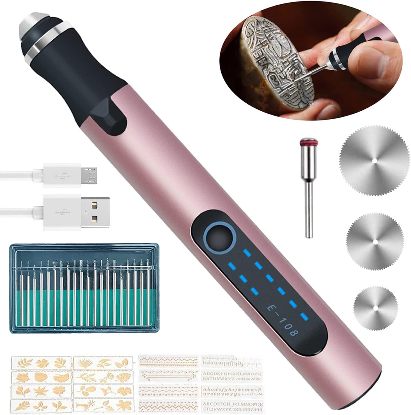 Stylo Graveur Électrique, Gravure Carve Outil, Mini Stylo Graveur Sans Fil, Stylo Graveur Multifonctionnel, Outil Rotatif Bricolage, Pour Bijoux Métal Verre Pierre Plastique Bois