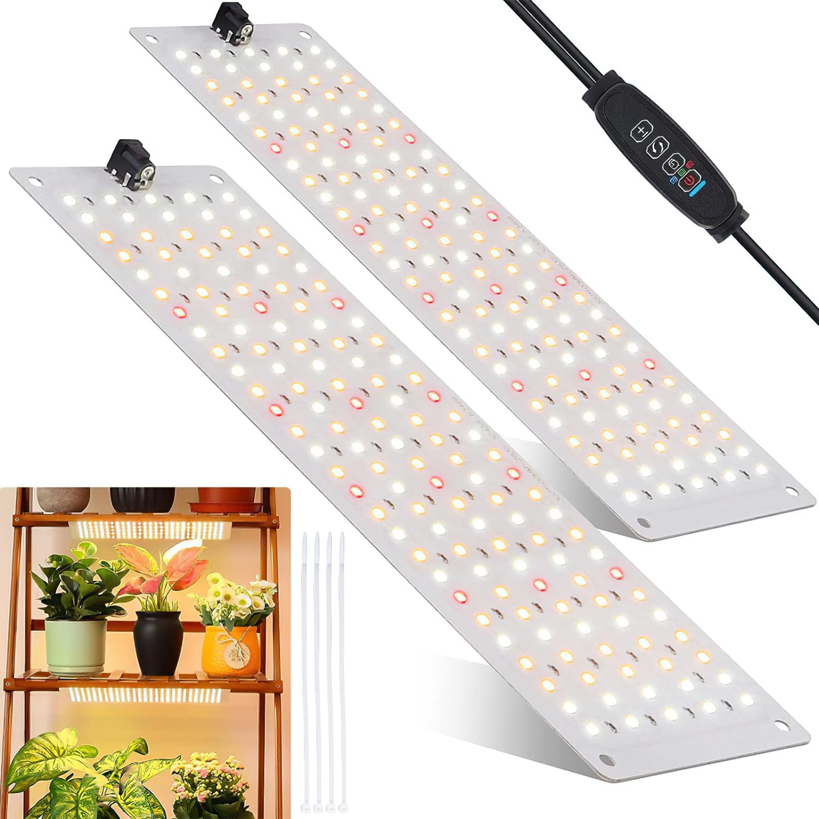 Lot De 2 Lampes Led À Spectre Complet 270 Led Pour Plantes D'Intérieur Minuterie 10 Types De Luminosité Classe Énergétique B