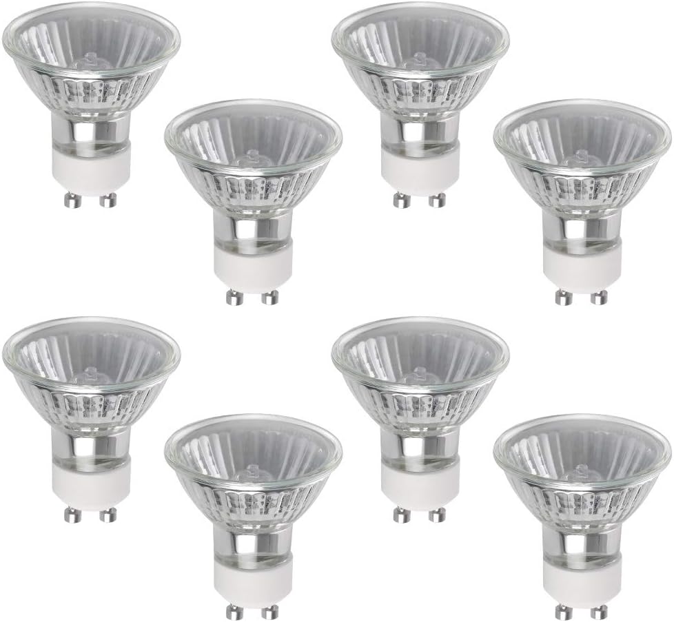 Ampoules Halogènes Gu10 50 W, Lot De 8 Spots Halogènes Gu10, 220-240 V, Blanc Chaud 2800 K, 700 Lumens, Angle De Faisceau 40°, Ampoules Halogènes Gu10 À Intensité Variable [classe Énergétique C]