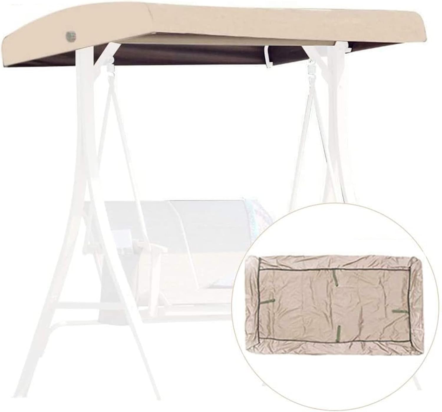 Auvent Imperméable Pour Balancelle 3 Places, Beige, 191 X 120 X 23 Cm