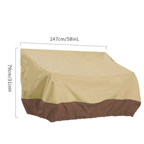 Housse De Banc De Patio Robuste Et Imperméable Pour Canapé D'Extérieur Et Mobilier De Jardin - Beige Et Café