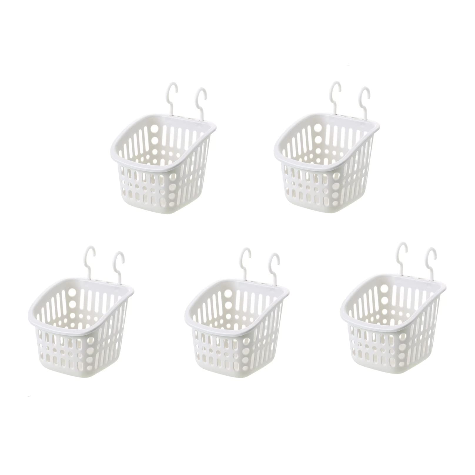 Lot De 5 Paniers Suspendus En Plastique Pour Douche, Organisateur De Paniers Suspendus Avec Crochets, Petit Panier De Rangement Suspendu Carré De 16 Cm (gris)