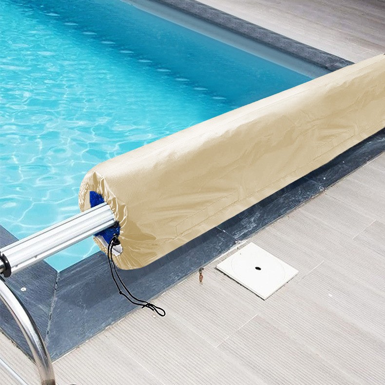 Housse Protection Enrouleur Piscine, Bâche Oxford 210d Imperméable, Anti-uv Anti-vent Anti-poussière, Beige, 530x100 Cm