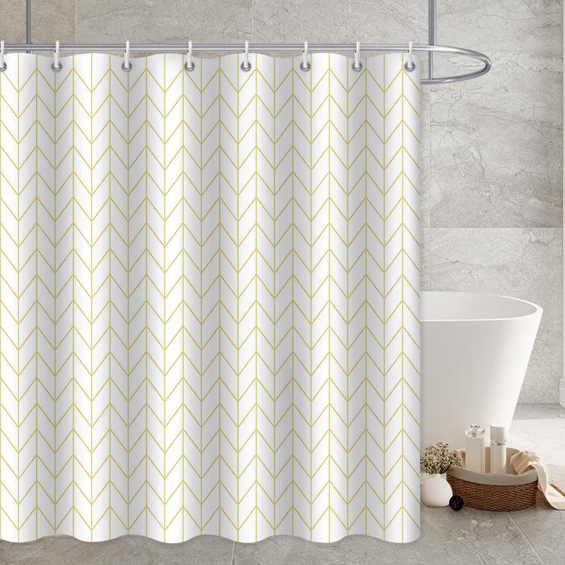 Bedruckter Duschvorhang Aus Stoff, 180 X 200 Cm, Beiges Chevron-muster, Wasserdichtes Canvas, Elegante Badezimmerdekoration.