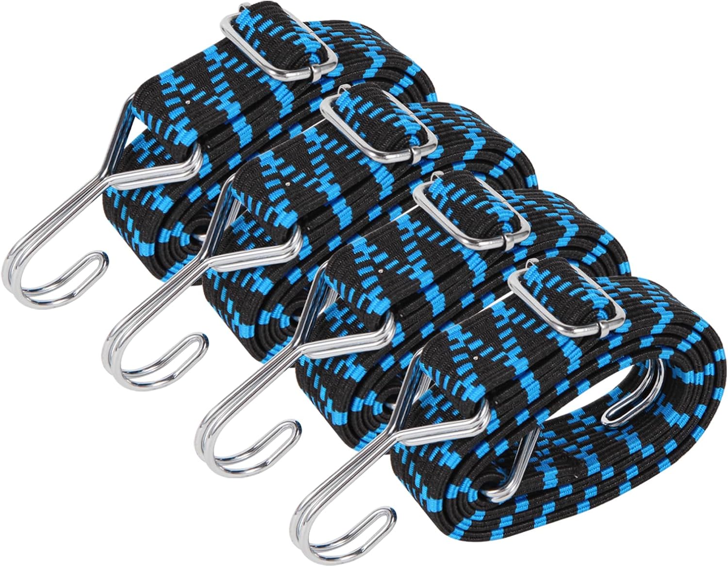 Tendeurs Elastique Avec Crochets,pack De 4 Tendeur Elastique Réglables Elastique 1m Tendeur Plat Pour Vélo Bache Piscine Tente,bleu.