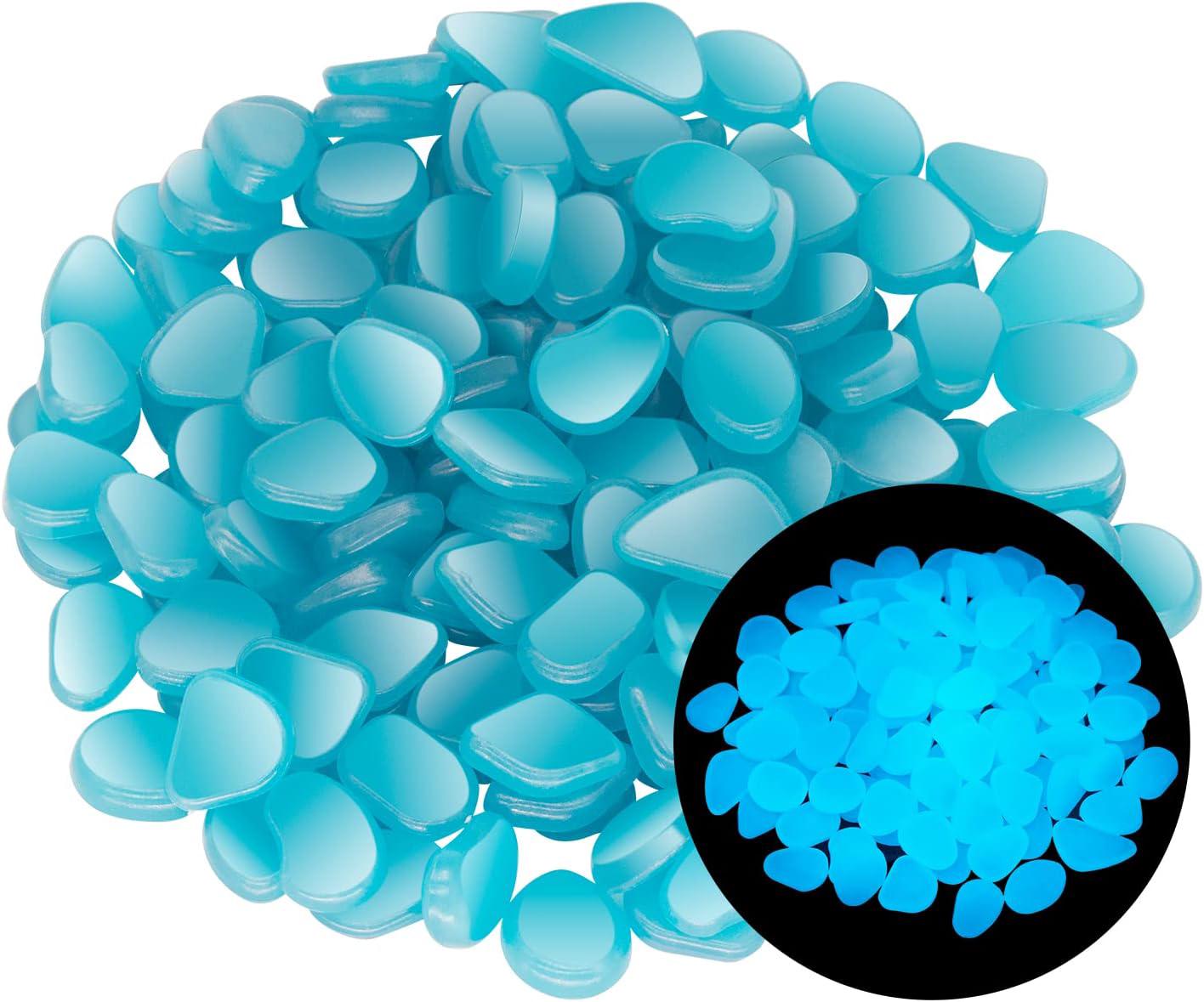 Leuchtsteine, 200 Stück, Phosphoreszierende Blaue Kieselsteine Für Garten, Teich, Einfahrt, Rasen, Außendekoration, Wiederaufladbare Leuchtsteine