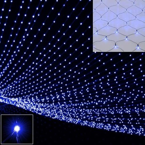 Lichterkette Mit 320 Leds, 3 X 3 M Netz, 8 Modi, Wasserdicht, Dimmbar, Für Schlafzimmer, Weihnachten, Hochzeit, Party, Zuhause, Garten, Blau