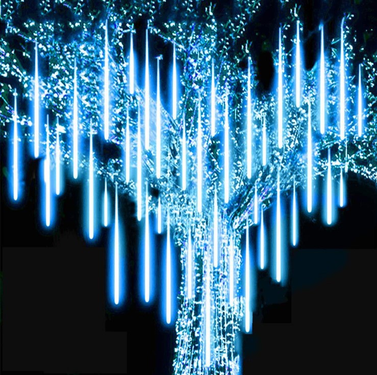 Lichterkette „blauer Meteor“, 8 X 30 Cm Röhren, 192 Leds, Wasserdicht, Für Dusche, Hochzeit, Zuhause, Baum, Garten, Weihnachten