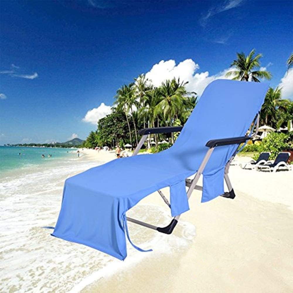 Schützendes Handtuch Für Sonnenliegen Mit Seitentaschen, Mikrofaser, Tragbar, Für Poolliegen, Garten, Sonnenbaden, Urlaub (blau)