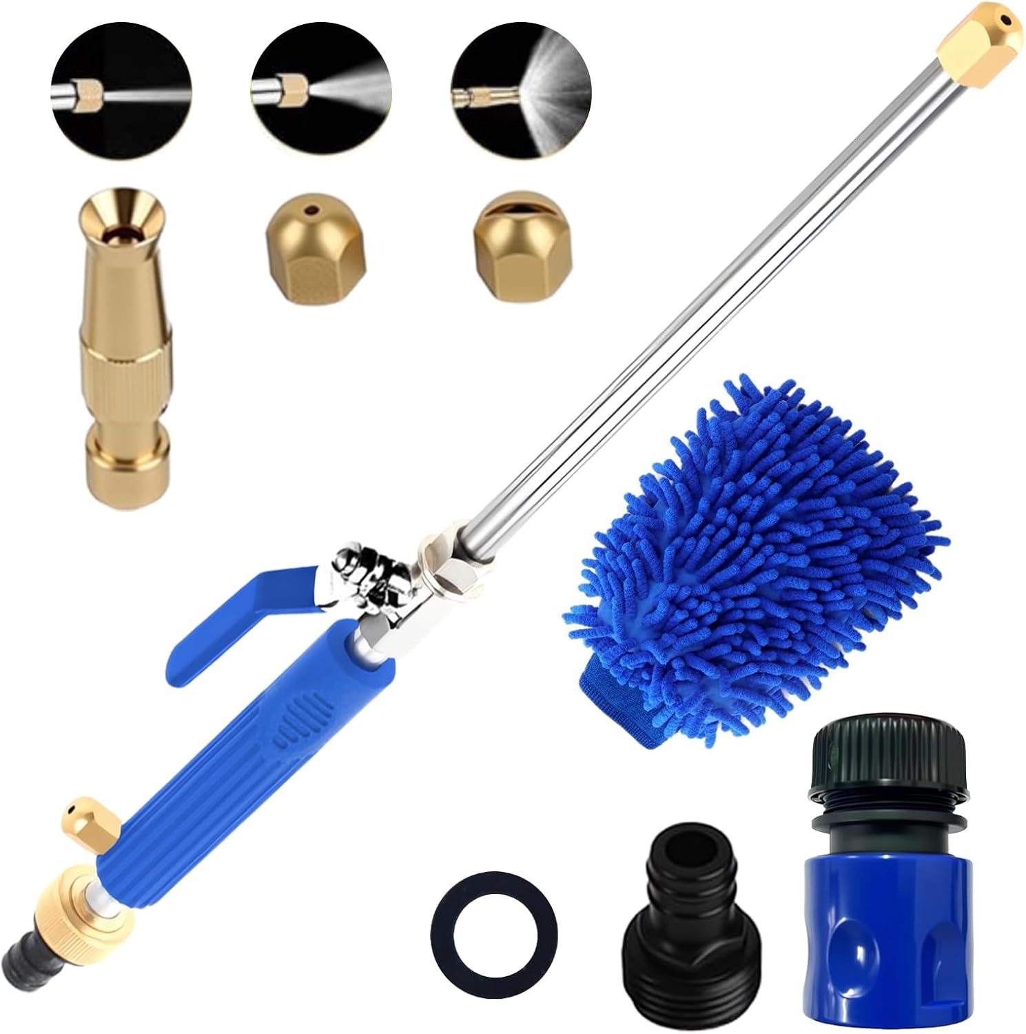 Tête Haute Pression Tuyau Arrosage, Lance À Eau Haute Pression Pour Tuyau D'Arrosage, Hydro Jet Power Washer,nettoyeur Haute Pression (bleu)
