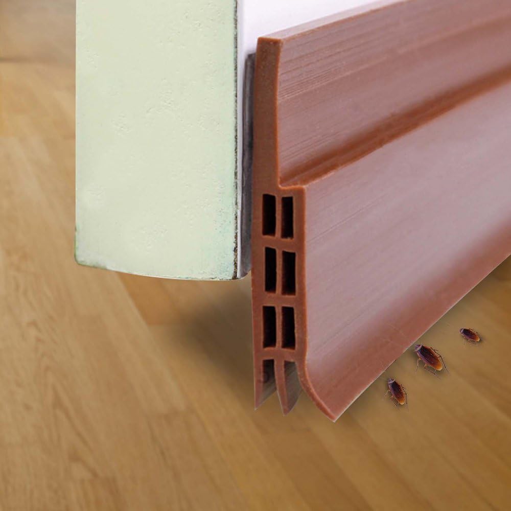 1.2m Bas De Porte Anti Bruit Bande D'Étanchéité En Silicone Souple, Adhésif Imperméable À L'Eau Isolement Du Bruit Du Passage D'Air Anti Souris Cafard Pour Les Fissures Et Les Espaces (marron)