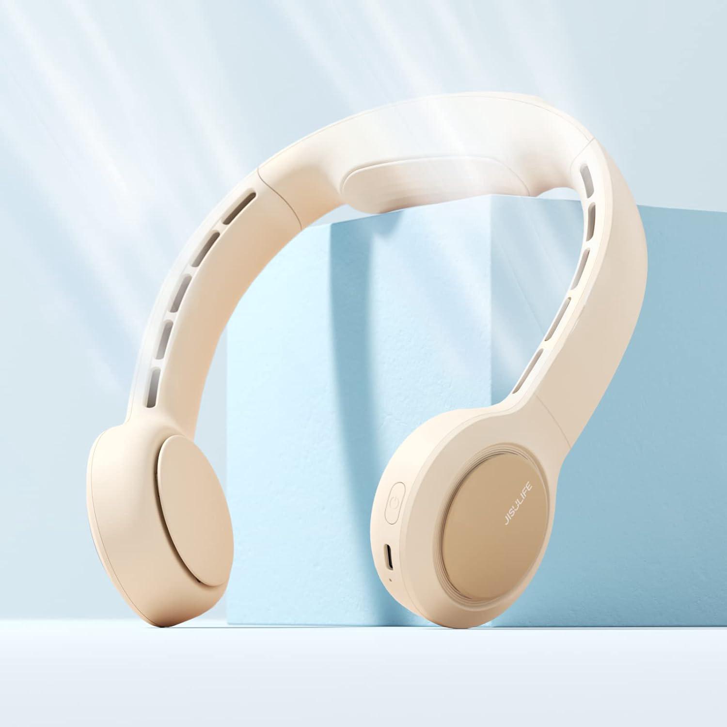 Klingenloser Nackenventilator, Usb-aufladbar (4500 Mah), Leise Und Wasserdicht, Tragbare Nackenstütze, Braun – Ideal Für Den Sommer, Freihändig
