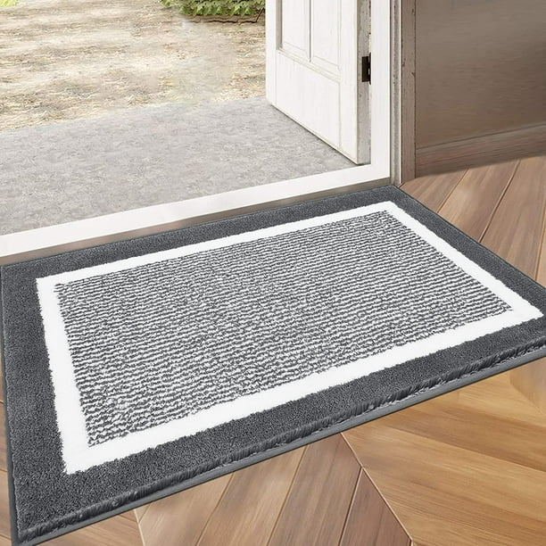 Fußmatte Für Den Innenbereich, 61 X 91 Cm, Maschinenwaschbar, Saugfähig, Flach, Rutschfest, Ideal Für Eingangsbereich Und Terrasse, Dunkelgrau, 61 X 91 Cm
