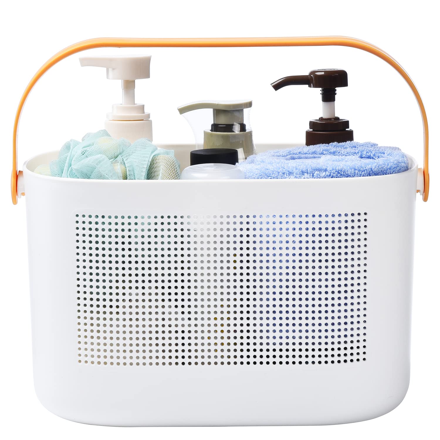 Panier De Douche En Plastique Avec Poignée, Organisateur De Rangement Portable Pour Salle De Bain, Panier De Nettoyage Pour Cuisine, Dortoir Étudiant - Jaune