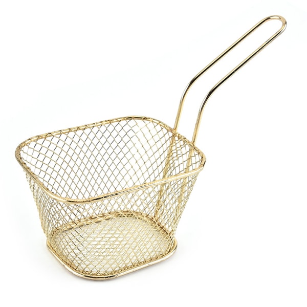 Quadratische Gusseiserne Bratpfanne, Für Küche, Restaurant, Snacks, Grill, Kochkorb (gold)