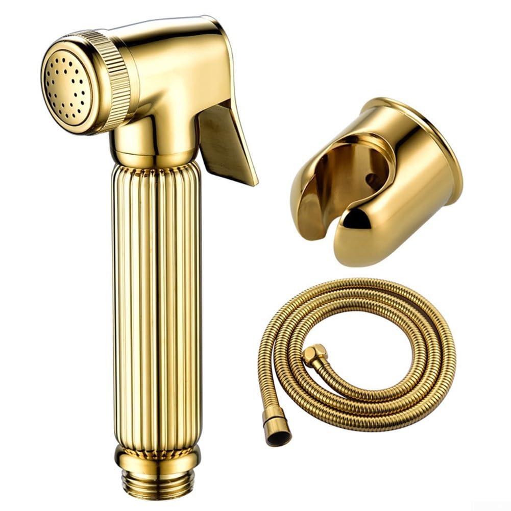 Handbrause Aus Zink, Druckregulierbar, Für Bad Und Wc, Goldfarben (a)