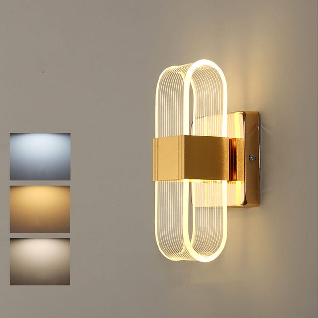 Moderne, Goldfarbene Acryl-wandleuchte Im Modernen Design, Romantische Beleuchtung Für Hotelzimmer, Flur Oder Treppenhaus, Einflammige Lampe Mit Vertikaler Rippenstruktur