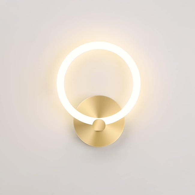 Moderne, Runde Led-wandleuchte (19 Cm Durchmesser) In Goldoptik, Ideal Für Schlafzimmer, Wohnzimmer, Flur Und Andere Wohnräume. 10 W Warmweißes Licht (3000 K), Elegante Goldoberfläche.