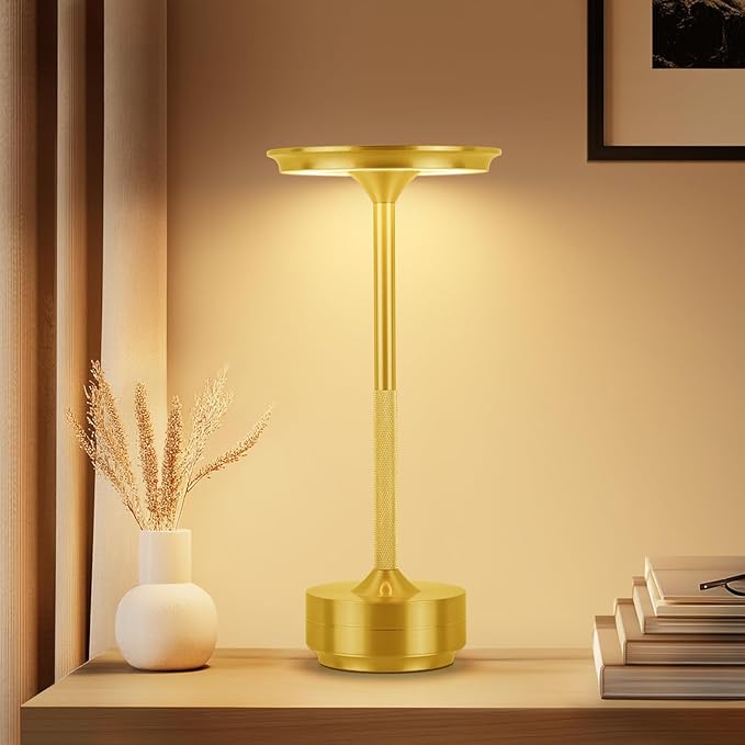 Tragbare, Wiederaufladbare, Kabellose Lampe, 1200-mah-akku, 3-farben-dimmer, Goldfarbene Leuchte Für Den Innen- Und Außenbereich, Led-akzentlampe