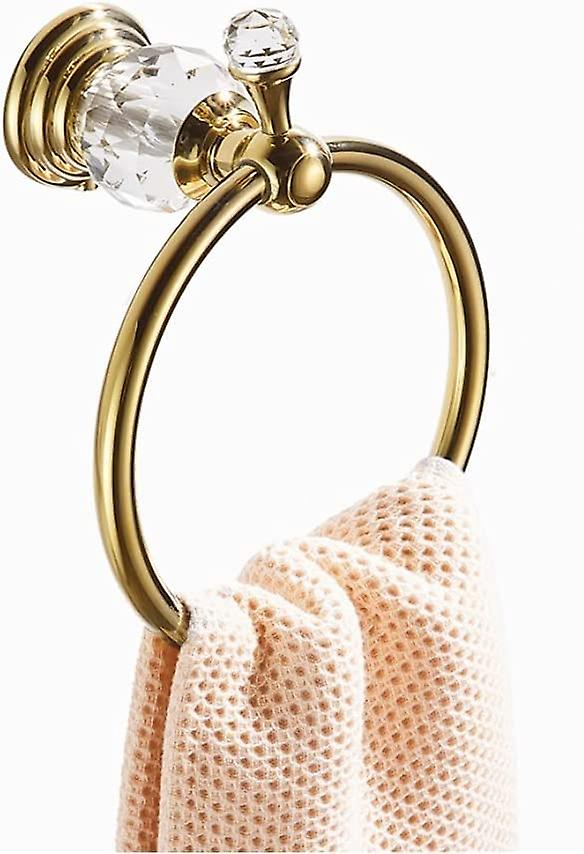 Goldener, Wandmontierter Handtuchhalter Mit Funkelndem Kristallring, Handtuchhalter, Badezimmeraccessoire, Wandmontage