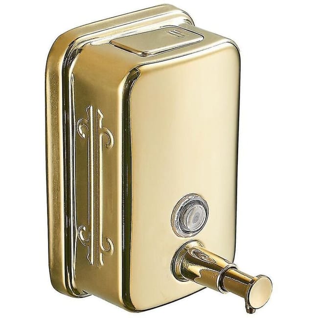 Goldener, Wandmontierter Seifenspender Mit Seifenpumpe Für Küche Und Bad, Messing-finish, Modernes Design, 1 Stück