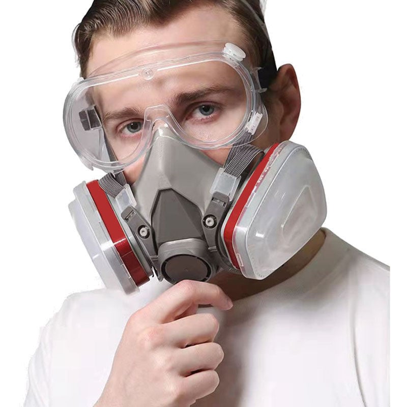 Masque De Protection 18 En 1, Masque De Peinture, Réutilisable, Masque Respiratoire À Gaz Avec Filtre Pour Pulvérisation, Peinture, Travaux, Produits Chimiques, Bricolage, Ponçage - Gris (ensemble De