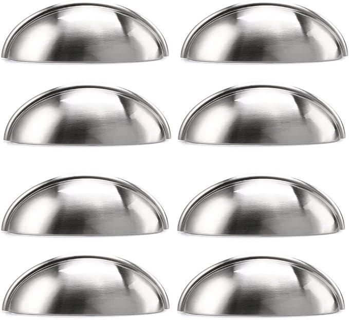 Lot De 8 Poignées De Tiroir Argentées, Finition Nickel Satiné, Cache-vis, Idéales Pour Décorer Tiroirs, Commodes, Placards, Meubles, Etc.