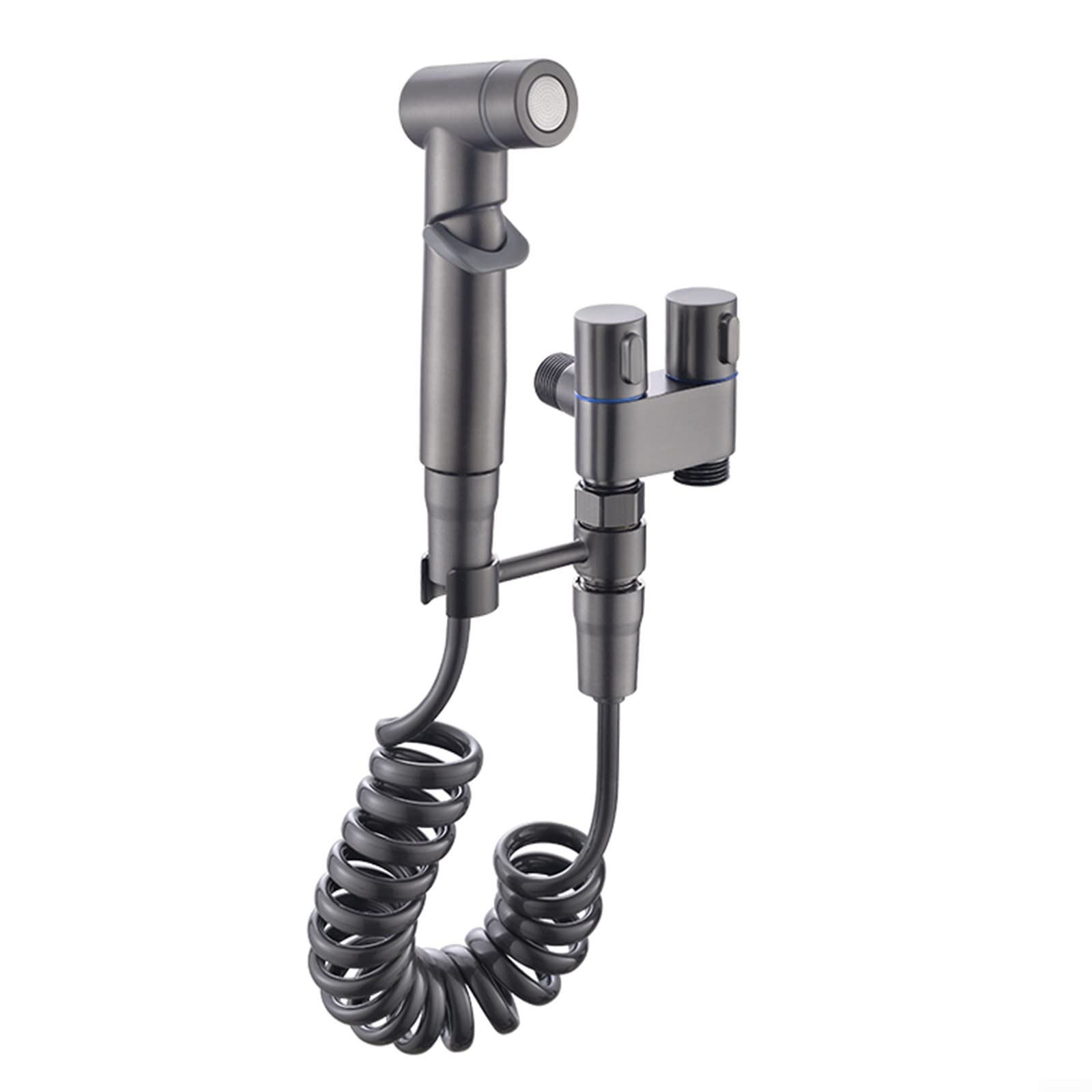 Ensemble De Pulvérisateur De Bidet Portatif Pour Toilettes - Pistolet Pulvérisateur Avec Valve D'Angle Pour L'Hygiène Personnelle (gris Métallique)