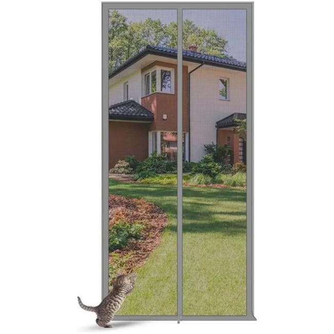 Moustiquaire Magnétique, 110x200 Cm, Maille Fine, Fermeture Automatique Par Aimants Et Contrepoids, Grise. (sku Produit : 75588961 Sku Offre : Lehua26.3.34)