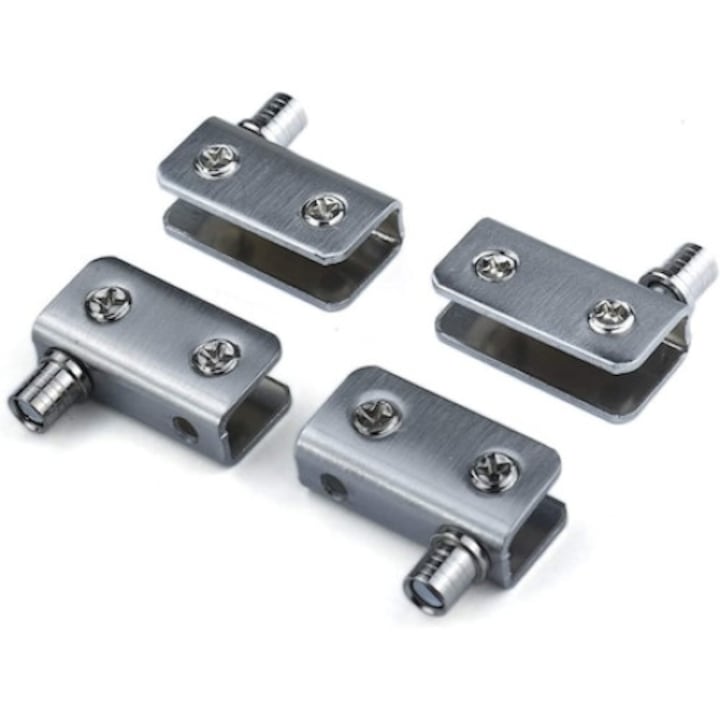 Ensemble De 4 Charnières Pour Porte En Verre, Acier Inoxydable, Pour Verre De 5 À 8 Mm, Argent