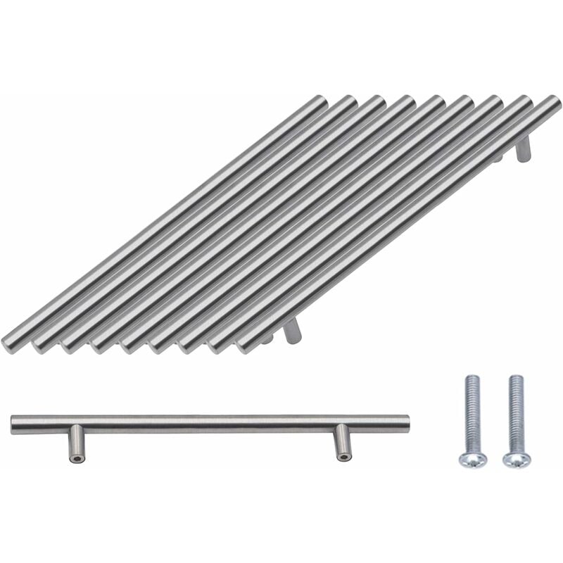 Paquet De 10 Poignées Argent De Porte 160mm Acier Inoxydable Poignees Pour Meuble Armoire Avec Vis