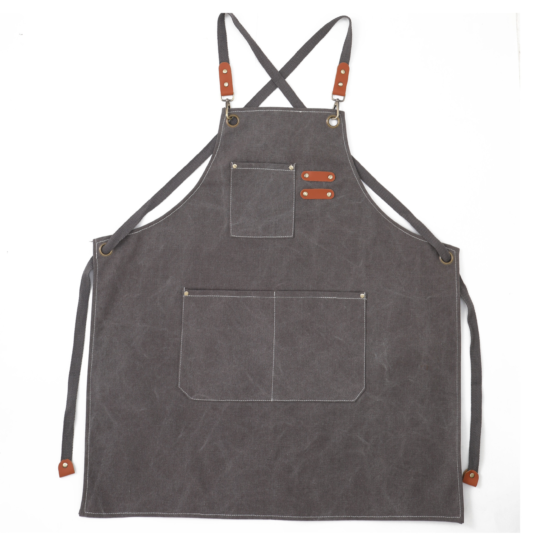 Tablier De Cuisine Gris Pour Homme, En Toile, Avec 3 Poches, Imperméable Et Ajustable, Idéal Pour Le Barbecue, La Restauration, Le Jardinage Et La Menuiserie. Dimensions : 78 X 68 Cm.