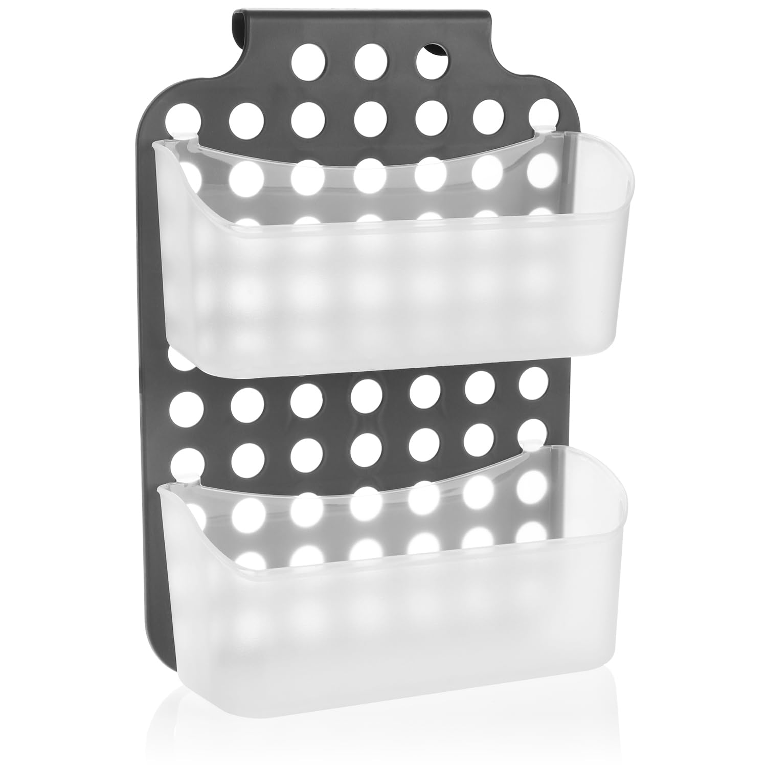 Panier De Douche Avec 2 Compartiments - Support De Gel Douche Avec Crochets Pour Suspendre - Panier Douche (1 Pièce - 36x25cm Gris)