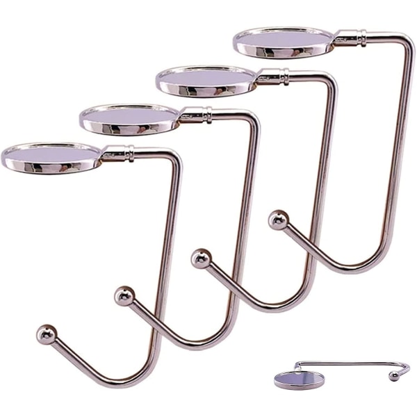 Lot De 4 Crochets Pour Sacs À Main, Crochets Pour Chaussettes, Crochets Pour Table De Cuisine, Cartable, Pour Femmes Et Filles, Pour Suspendre Des Sacs Et Décorer, Argentés