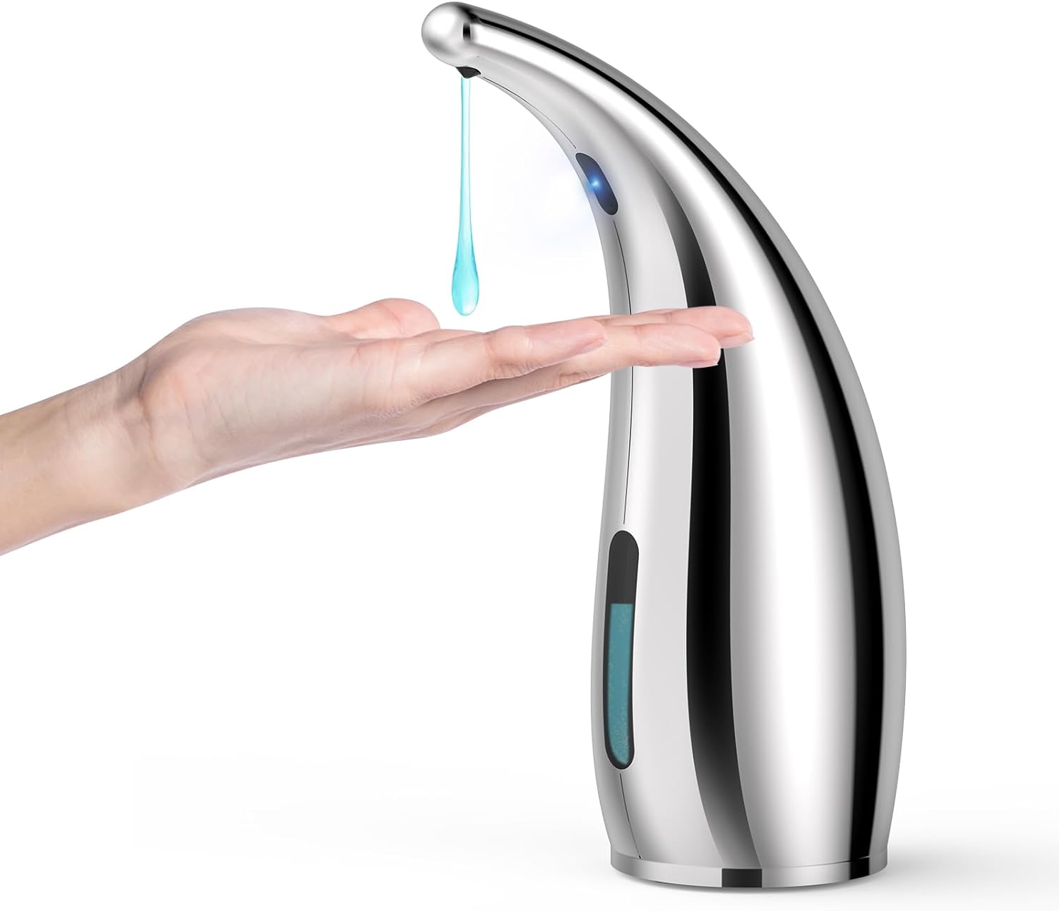 Automatischer Handseifenspender, Infrarotsensor, Einstellbarer Durchfluss, 4 Stufen, Elektrisch, Ipx6 Wasserdicht, Für Küche, Badezimmer, Hotel, Restaurant (300 Ml, Silber)