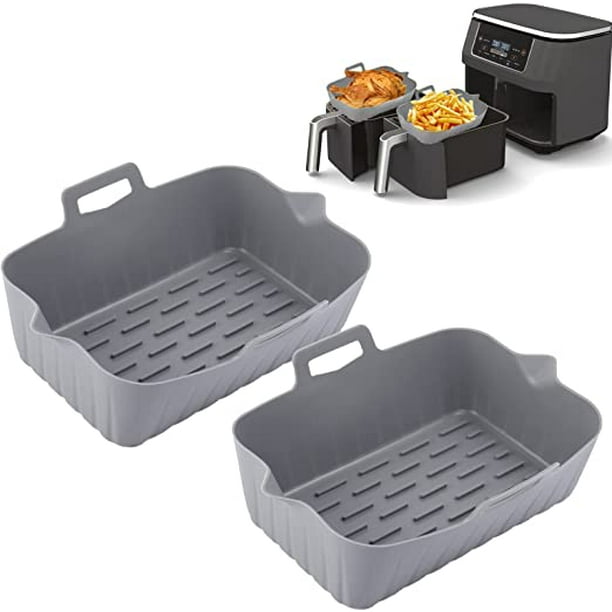 Set Mit 2 Rechteckigen Silikon-heißluftfritteusenmatten, Zubehör Für Heißluftfritteusen, Wiederverwendbare Graue Beschichtung, Antihaftbeschichtung
