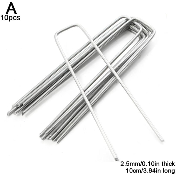 Verzinkte U-förmige Zeltnägel, Bodenanker, 10 Stück, Silberfarben, 10 Cm, Stabile Verankerung Für Garten Und Rasen