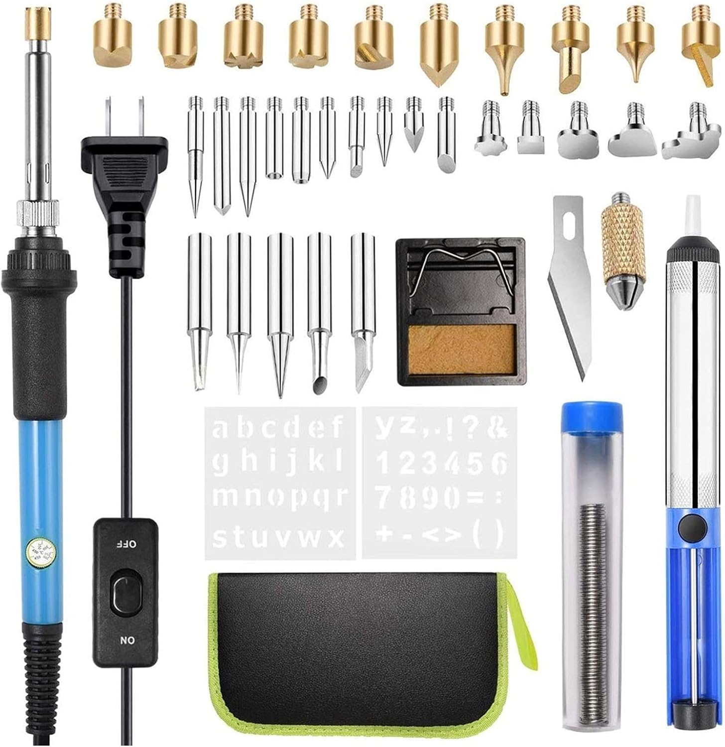 60w Verstellbares Lötkolben-set, Pyrograph-stift Für Holzgravur, Schnitzerei Und Prägung, Set Mit Lötkolben Und Lötwerkzeugen (farbe: Grau, Steckertyp: Eu)