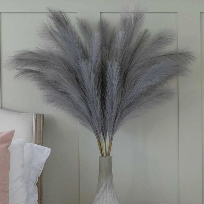 Künstliches Riesen-pampasgras, Grau, 5 Extraweiche Stängel, 70 Cm, Dekorativer Federstrauß Für Große Vasen, Heimdekoration, Hochzeit, Tischdekoration, Grau