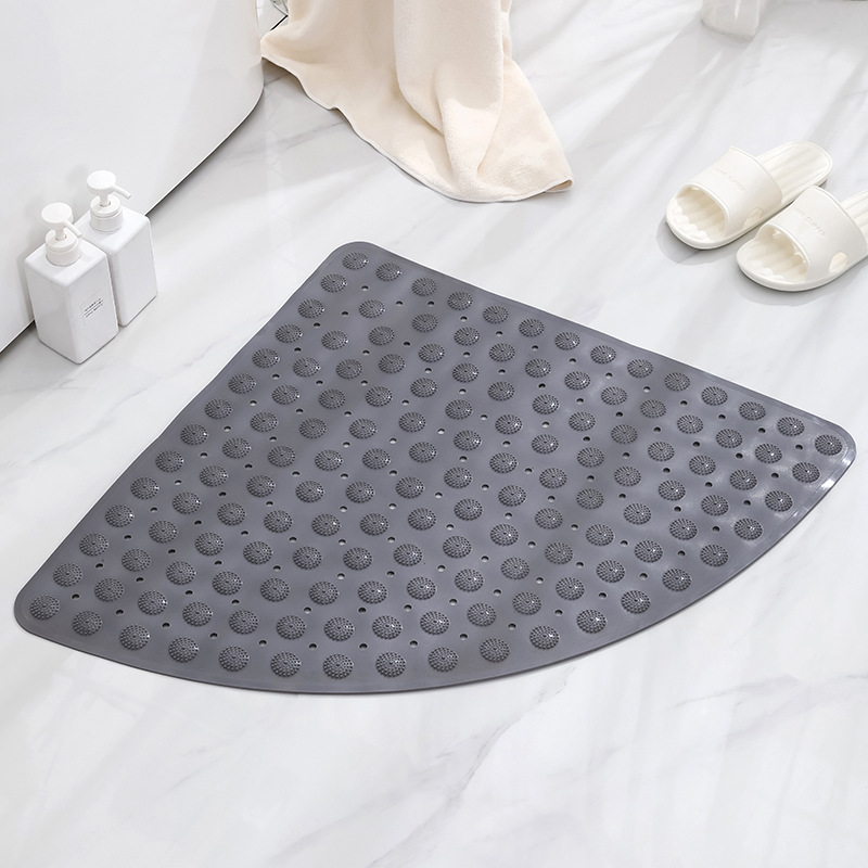 Rutschfeste Badematte Mit Saugnäpfen Und Abflusslöchern, Rutschfeste Eckmatte Für Die Badewanne, Für Babys Und Kinder, Grau, 54 X 54 Cm